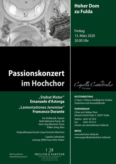 Passionskonzert am 13. März 2020 um 20 Uhr im Fuldaer Hochchor